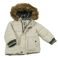 Svetlobéžová šušťáková zimná bunda s nášivkou a kapucňou Disney