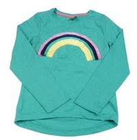 Zelené melírované triko s duhou Y.F.K.