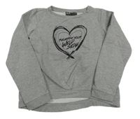 Sivá crop mikina so srdiečkom a nápisom Alive