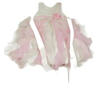 Bílo-růžové slavnostní šaty s kytičkou 