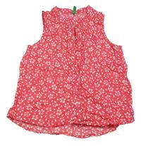 Tmavorůžová halenka s květinami United colors of Benetton