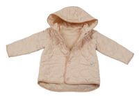 Světlerůžová prošívaná šusťáková jarní zateplená bunda s kapucí Primark