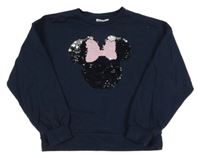 Tmavomodrá mikina s Minnie a flitrami Sinsay