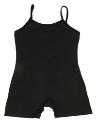 Čierny športový cvičobný elastický kraťasový overal Shein