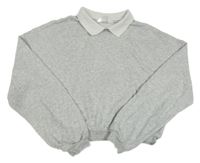 Sivá melírovaná crop mikina s golierikom H&M
