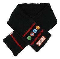 Čierna chlupato-pletená šál s nášivkami Marvel