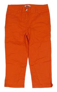 Oranžové plátenné capri nohavice Gemo
