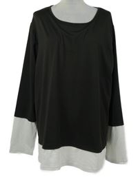 Dámske antracitovo-biele tričko