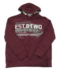 Vínová mikina s nápismi a kapucňou Yigga