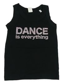 Čierny crop top so trblietavymi nápisy