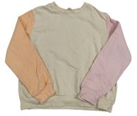 Béžová mikina s farebnymi rukávy H&M