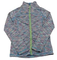 Modro-růžovo-zelená žíhaná sportovní propínací mikina Mountain Warehouse