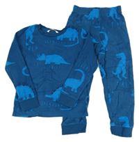 Tmavomodré fleecové pyžamo s dinosaury M&S