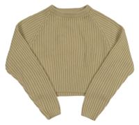 Béžový rebrovaný crop sveter Primark