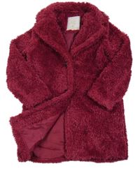 Fuchsiový chlpatý podšitý kabát zn. Matalan