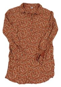 Tehlové kvetované košeľové šaty zn. Yigga