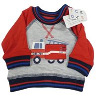 Nové - Červeno-sivá mikina s hasiči Nutmeg