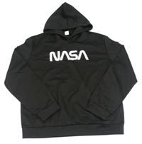 Čierna mikina s nápisom a kapucí - NASA Shein