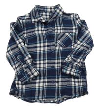 Tmavomodro-bílá kostkovaná flanelová košile NKD 