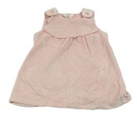 Svetloružové zamatové na traké šaty s čipkou M&Co.