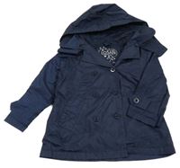 Tmavomodrý šusťákový jarní kabát s kapucí 
