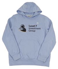 Svetlomodrá mikina s potlačou a kapucňou Adidas
