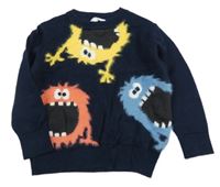 Tmavomodrý sveter s príšerkami M&S
