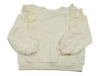 Smotanová mikina s volániky s madeirou H&M