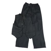 2Set - Tmavošedo-černá pruhovaná slavnostní vesta + kalhoty 