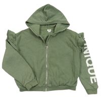 Khaki prepínaci mikina s volánikmi a kapucňou River Island
