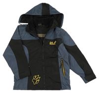 Černo-šedá šusťáková jarní funkční bunda s kapucí Jack Wolfskin