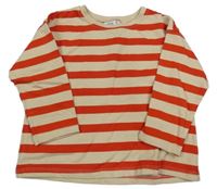 Béžovo-červené pruhované mikinotriko Zara