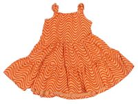 Oranžovo-červené vzorované bavlnené dlhé šaty Next