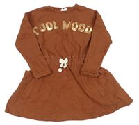 Hnedé teplákové šaty s nápisom Zara