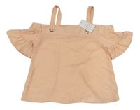 Světlerůžová šifonová crop halenka s odhalenými rameny Candy Couture 