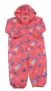 Růžová šusťáková jarní kombinéza s Pepinou a kapucí 