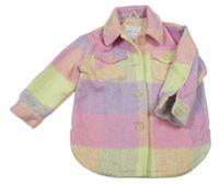 Farebná kockovaná flaušová košeľová bunda Primark