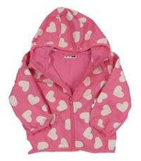 Ružová softshellová bunda so srdiečkami a kapucňou Ergee
