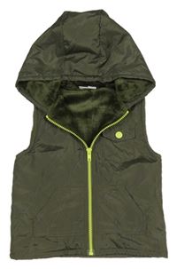 Khaki šušťáková zateplená vesta s kapucňou Mick Mack