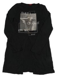 Černá tunika s potiskem a korálky S. Oliver 