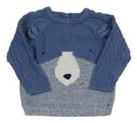 Modrý sveter s medvedíkom Mothercare