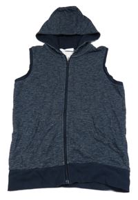 Tmavomodrá melírovaná tepláková vesta s kapucňou Yigga