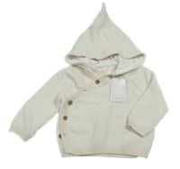 Nové - Béžovo-biely melírovaný prepínaci sveter s kapucňou Mothercare