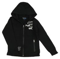 Černá propínací mikina s nápisem a kapucí Pocopiano