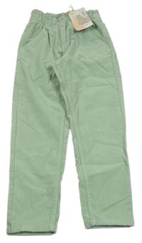 Nové - Světlezelené manšestrové kalhoty L&D