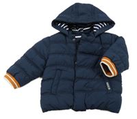 Tmavomodrá šusťáková prošívaná zimní bunda s kapucí S. Oliver