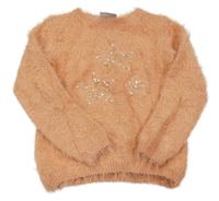 Oranžový chlpatý sveter s flitrami a korálkami Magic