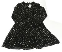 Nové - Čierne šifónové šaty s hviezdičkami Primark