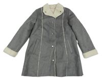 Šedý vzorovaný semišový zateplený kabát Espirt