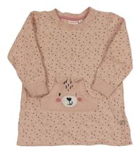 Svetloružové srdiečkované teplákové šaty s medvedíkom Liegelind